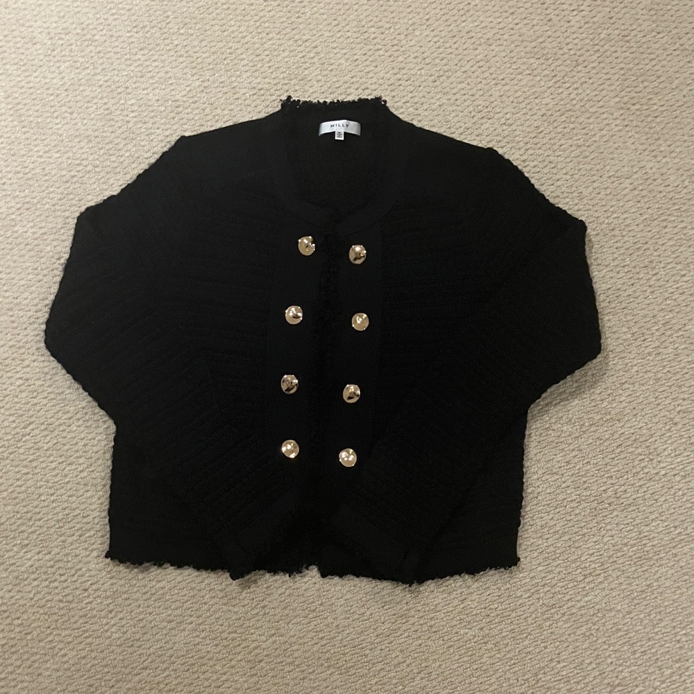 Milly Black Cardigan with Gold Accents